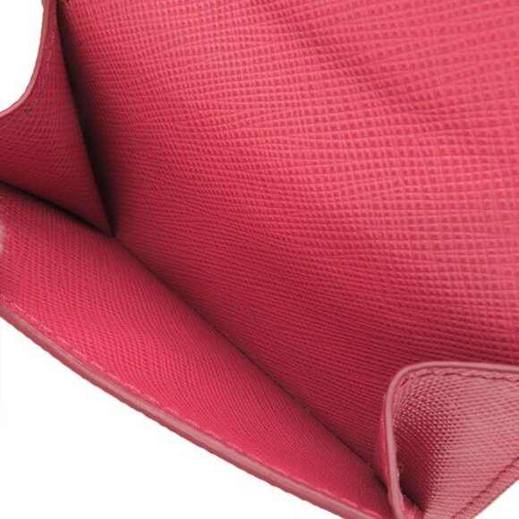 Prada Trifold Wallet Metal Logo Leather Pink Gold Hardware Compact Wallet - Picture 10 of 13